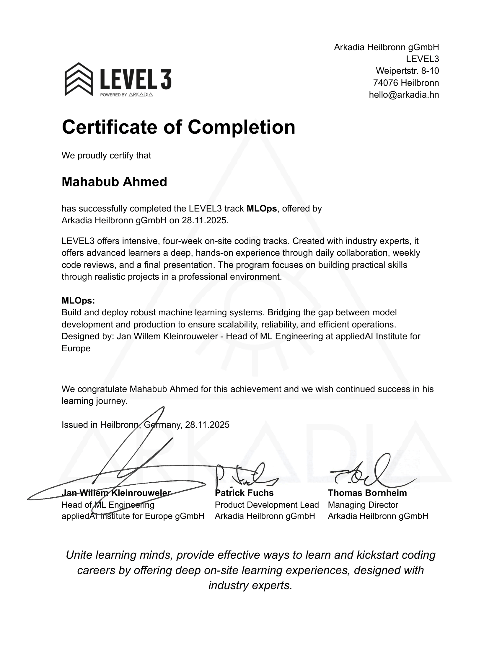 Certificate 1